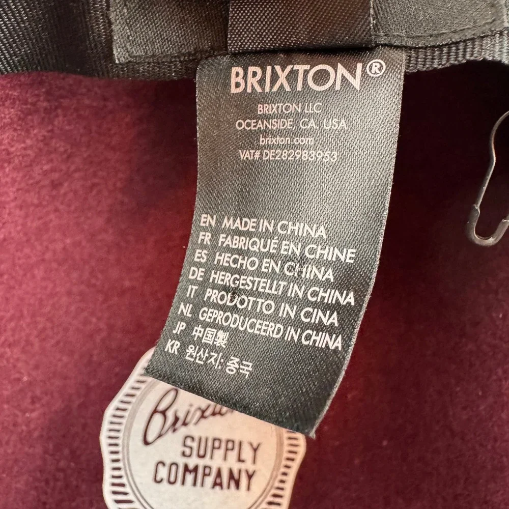 Brixton Wide Brim Wool Round‎ Top Hat Womens Small Burgundy/Wine Felt Ribbon Bow